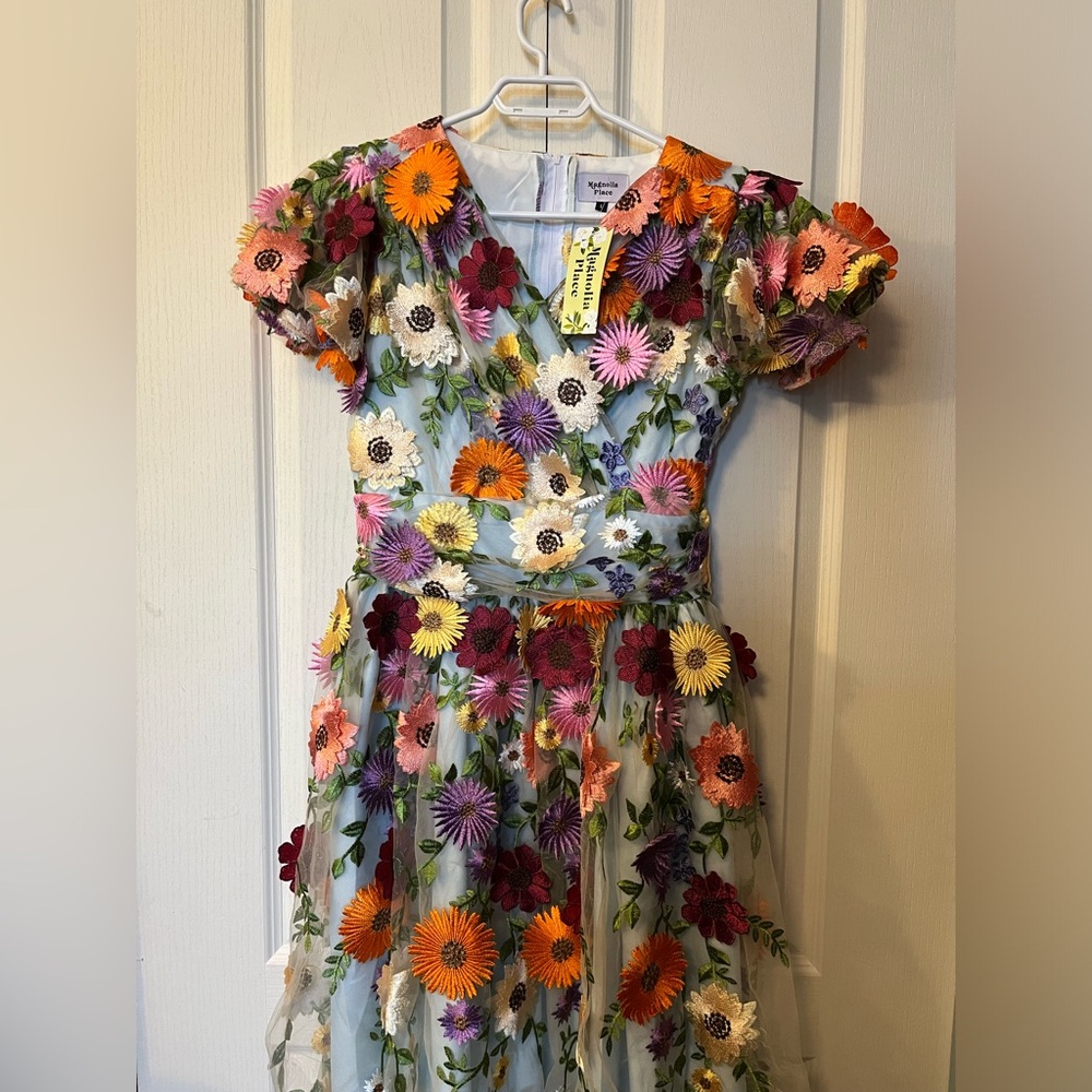 Unique Vintage Magnolia Place Flower Party Midori Swing Dress